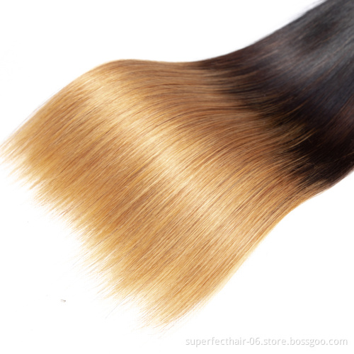 Wholesale Vendors Virgin Hair Bundles 3 Tone Color 1B 4 27 Ombre Color Hair Raw Virgin Human Hair Extension